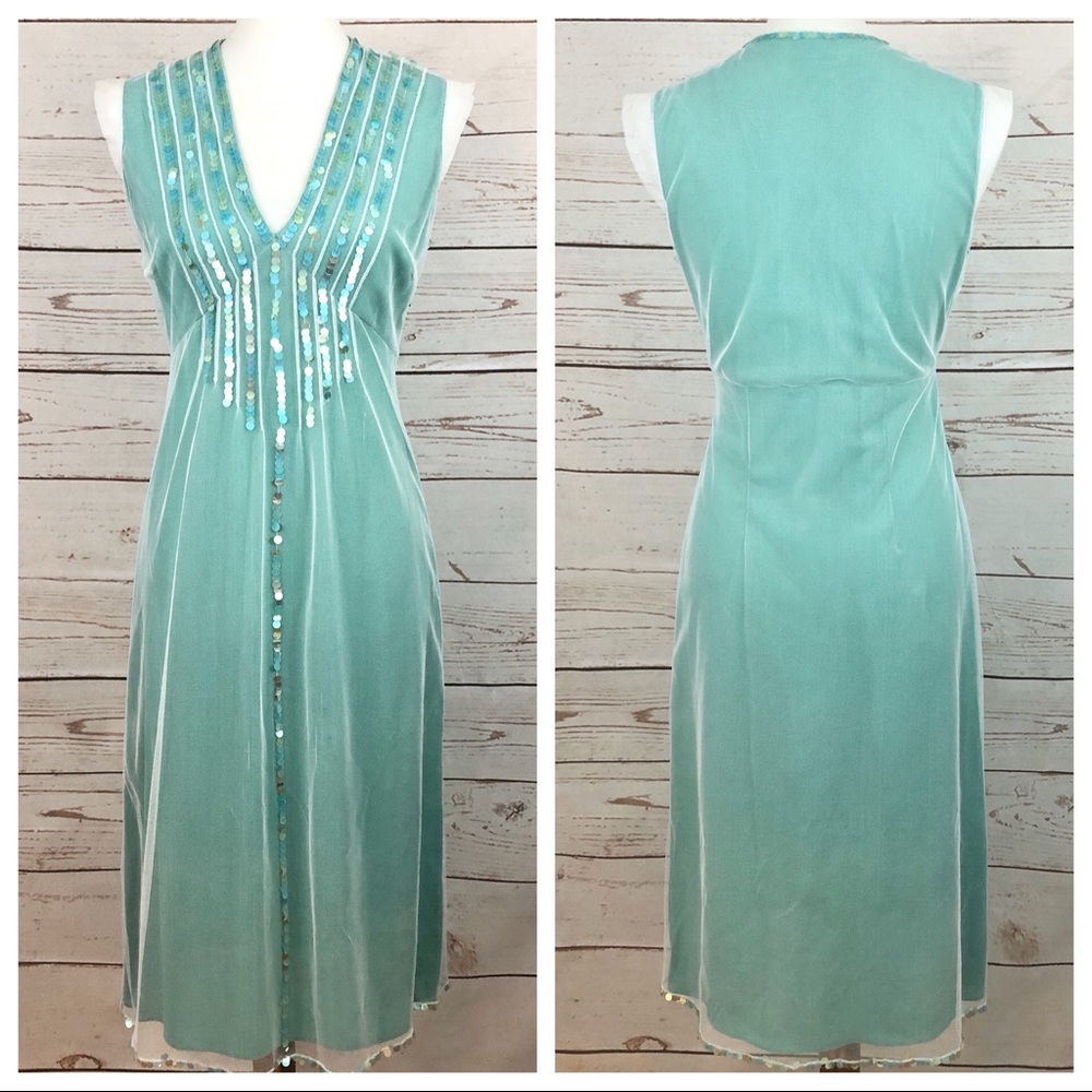 Rebecca Taylor Sea Green Sequin Mesh Dress PERFECT FOR TAYLOR SWIFT DEBUT ERA